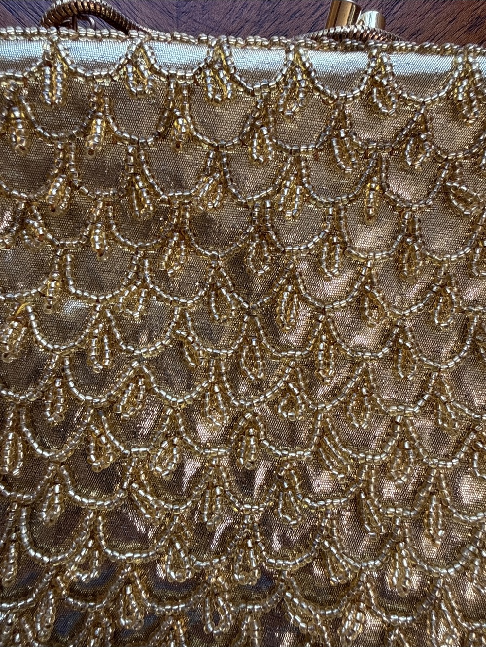 Magid Gold Beaded Evening Clutch with Chain - Picture 3 of 6